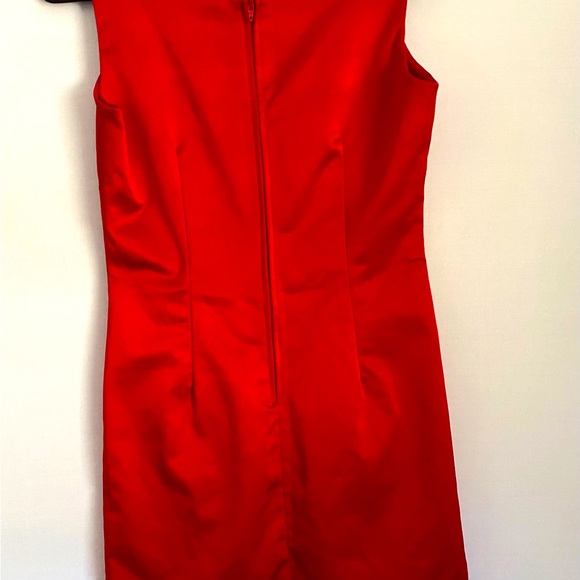 Vintage 90s Y2K All That Jazz Red Satin Dress Sz 7/8 Square Neck Cocktail - Picture 2 of 7
